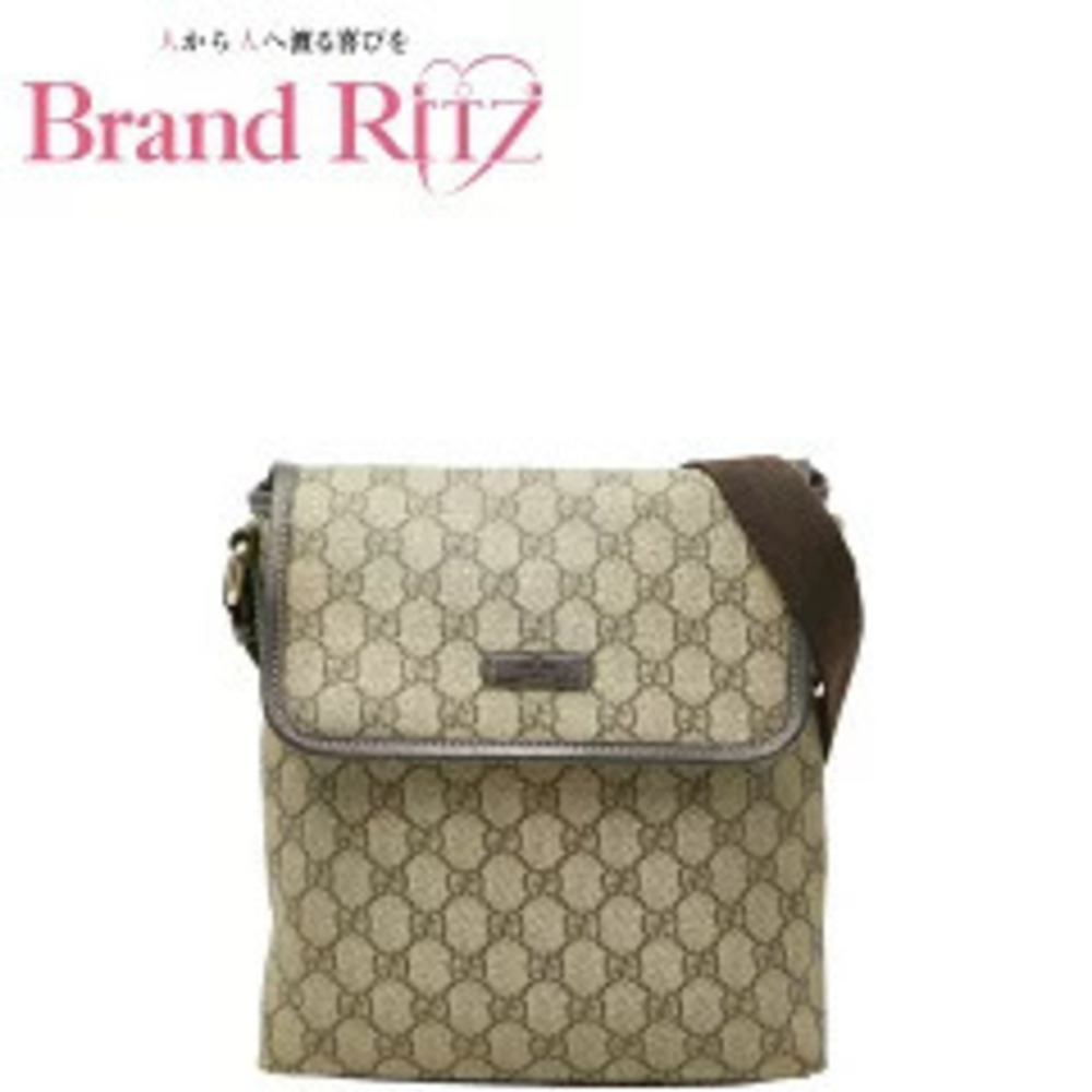 Gucci GG Supreme Leather Crossbody Bag Beige Brown
